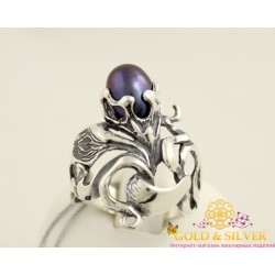 Серебряное кольцо Франческа с черным жемчугом 1210чк Gold & Silver, Украина